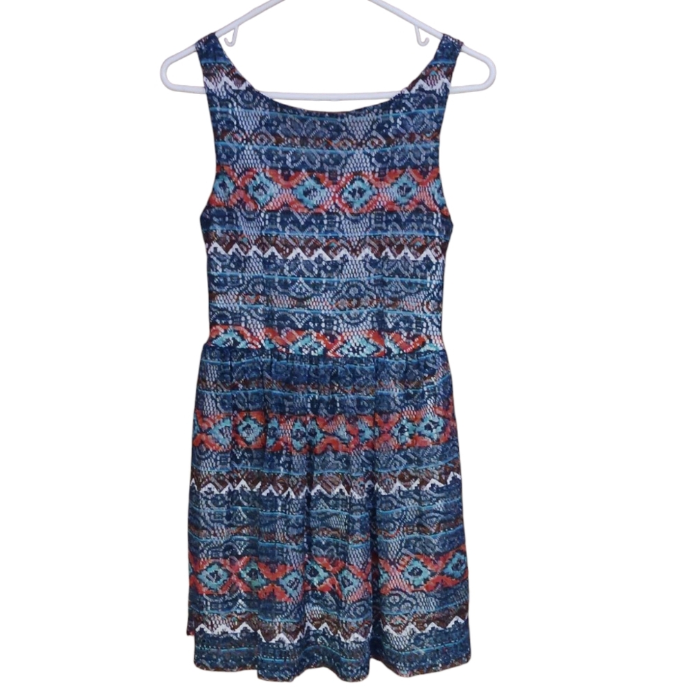 Sequin Hearts Blue and Red Sleeveless Sundress